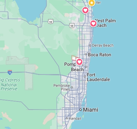 Map Showing parts of Florida